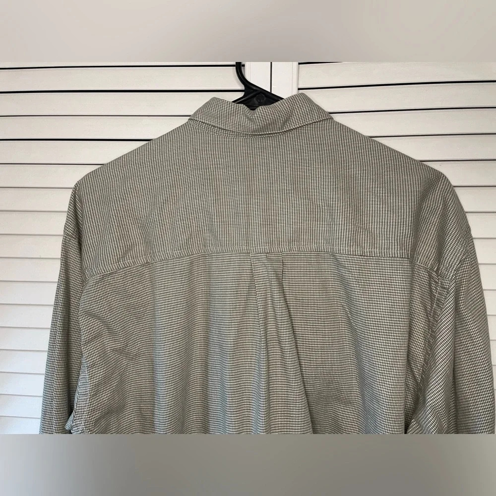 Izod Men’s Houndstooth Long Sleeve Button Down Shirt Size Large Cotton Green - Picture 13 of 16